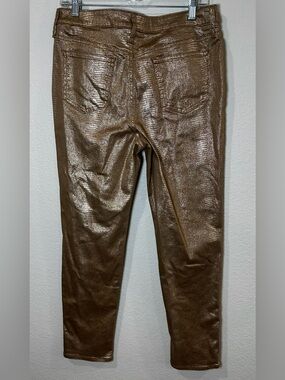 Chico's Metallic Bronze Croc-Print Faux Leather pants size 8R